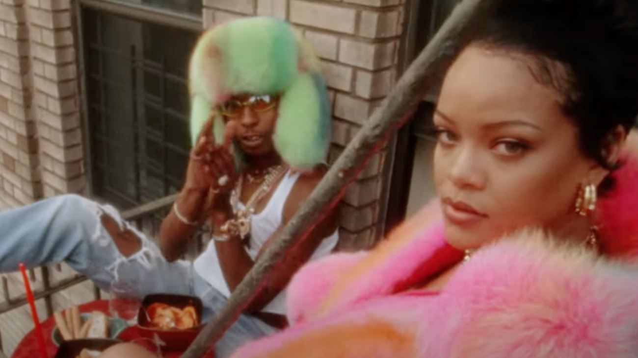 Rihanna och ASAP Rocky i musikvideon till D.M.B.
